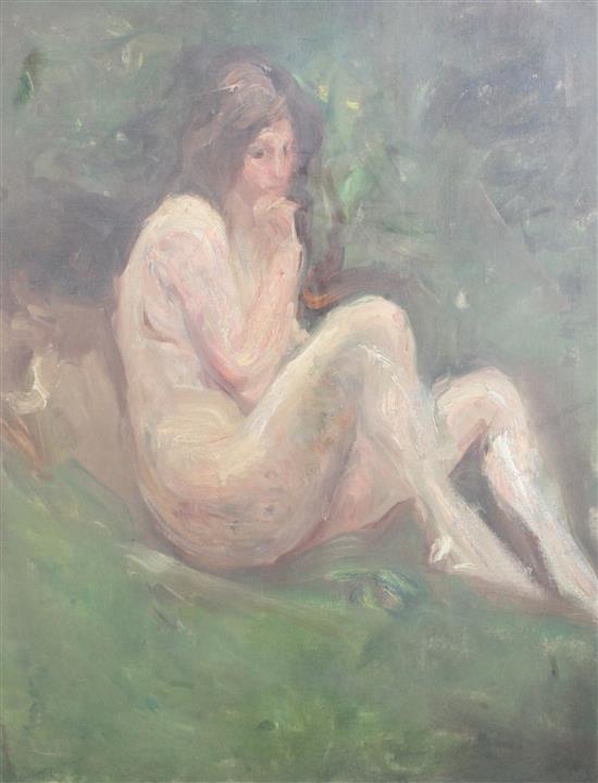 Albert de Belleroche (1864-1944) Femme Nue dans la Campagne 32 x 25in.